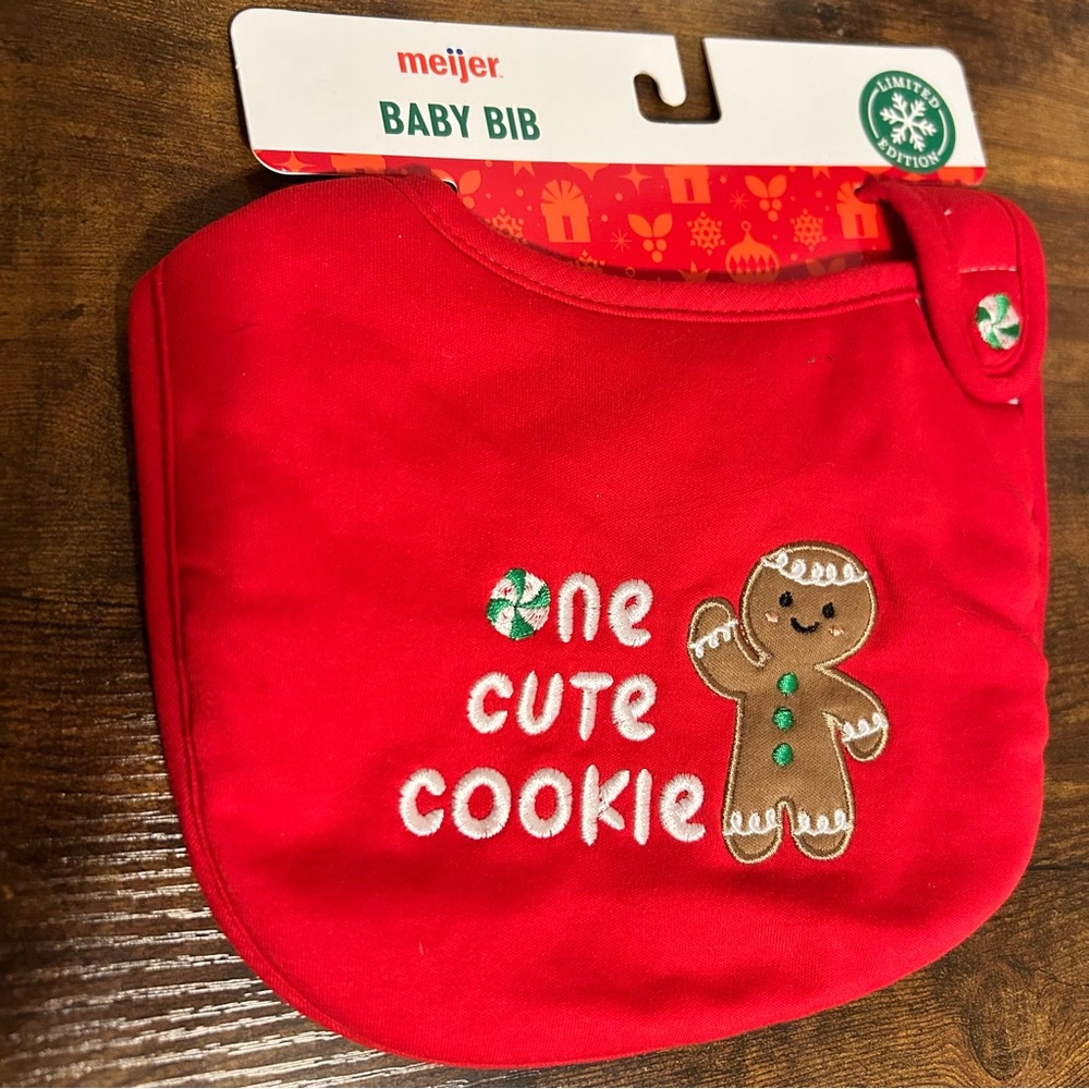Baby Bib - One Cute Cookie-Red‎